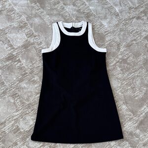 Aqua Black and White Contrast Mini Dress